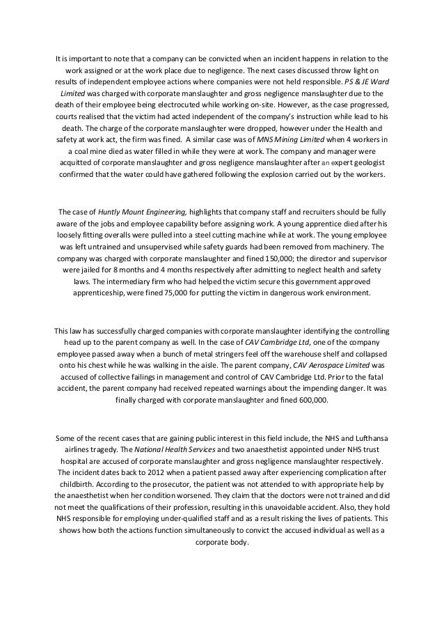 Corporate manslaughter and corporate homicide act 2007 uk legal syst 
