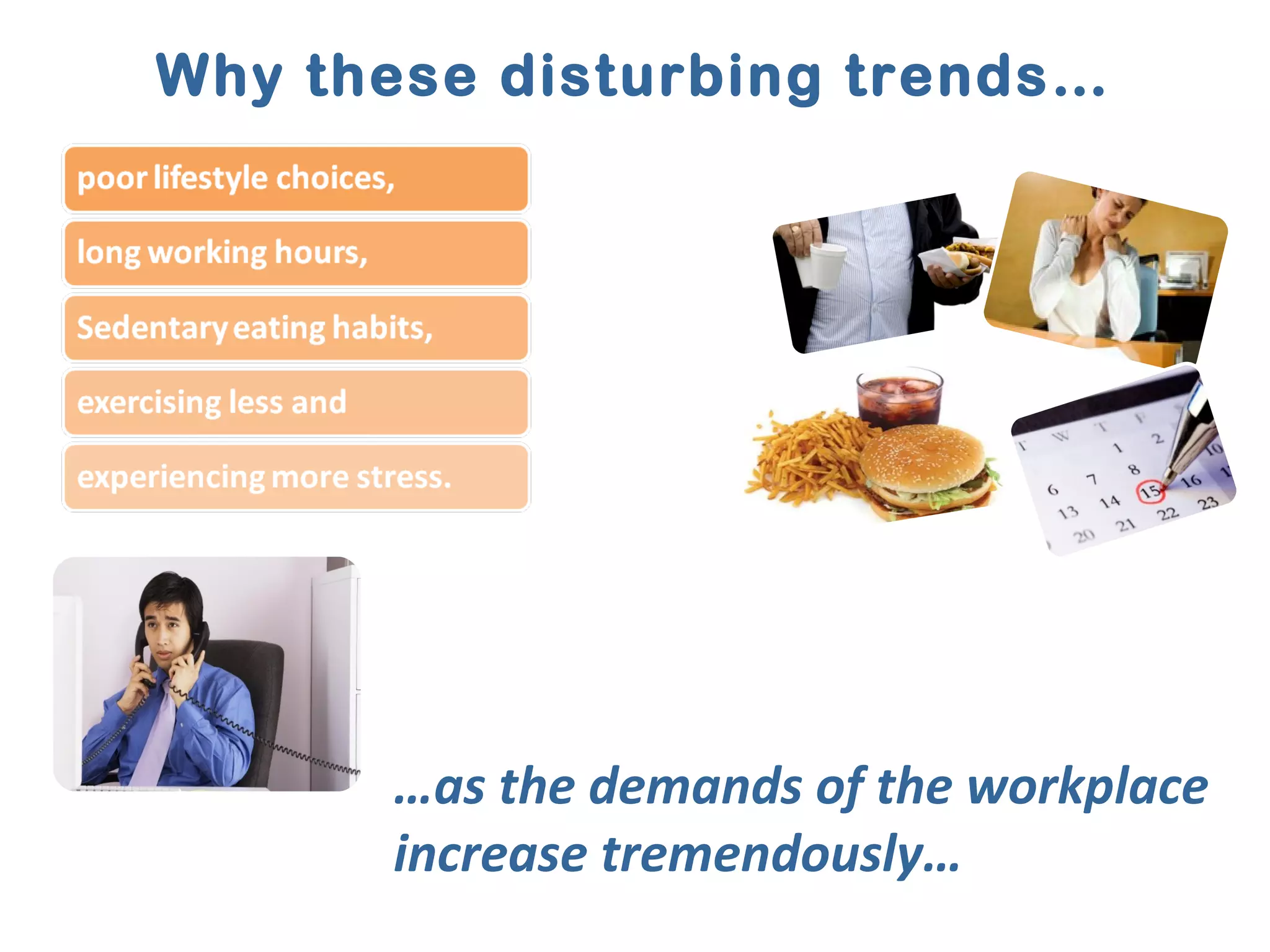 Why these disturbing trends…
…as the demands of the workplace
increase tremendously…