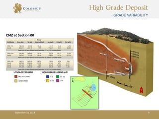 High Grade Deposit
GRADE VARIABILITY
September 10, 2013 9
 