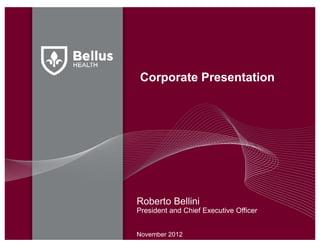 Corporate Presentation




Roberto Bellini
President and Chief Executive Officer


November 2012
 