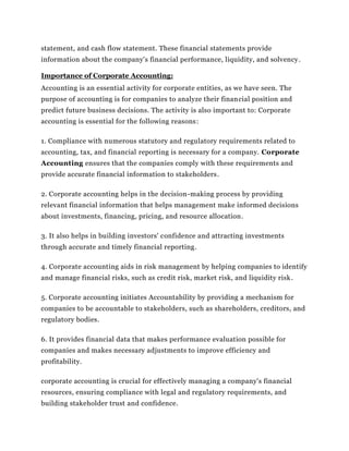 Financial Statement Rationale Corporate Accounting: its Meaning, Importance and Process | Academy ...
