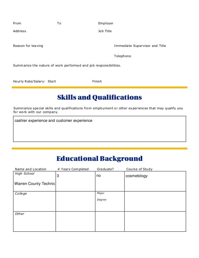 special skills job app