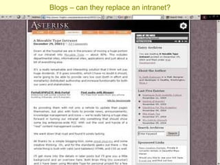 Blogs – can they replace an intranet? 