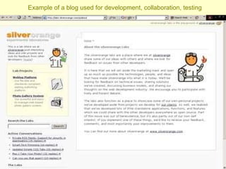 Example of a blog used for development, collaboration, testing 