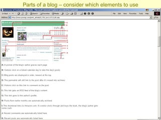 Parts of a blog – consider which elements to use 