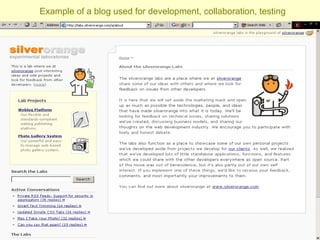 Example of a blog used for development, collaboration, testing 
