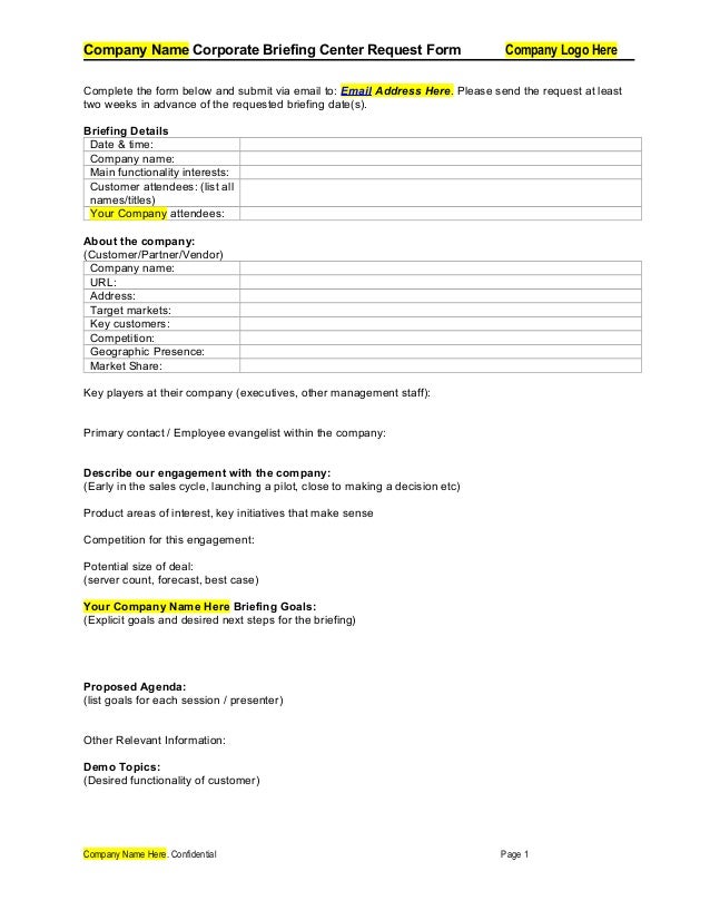 Corporate Briefing Request Form