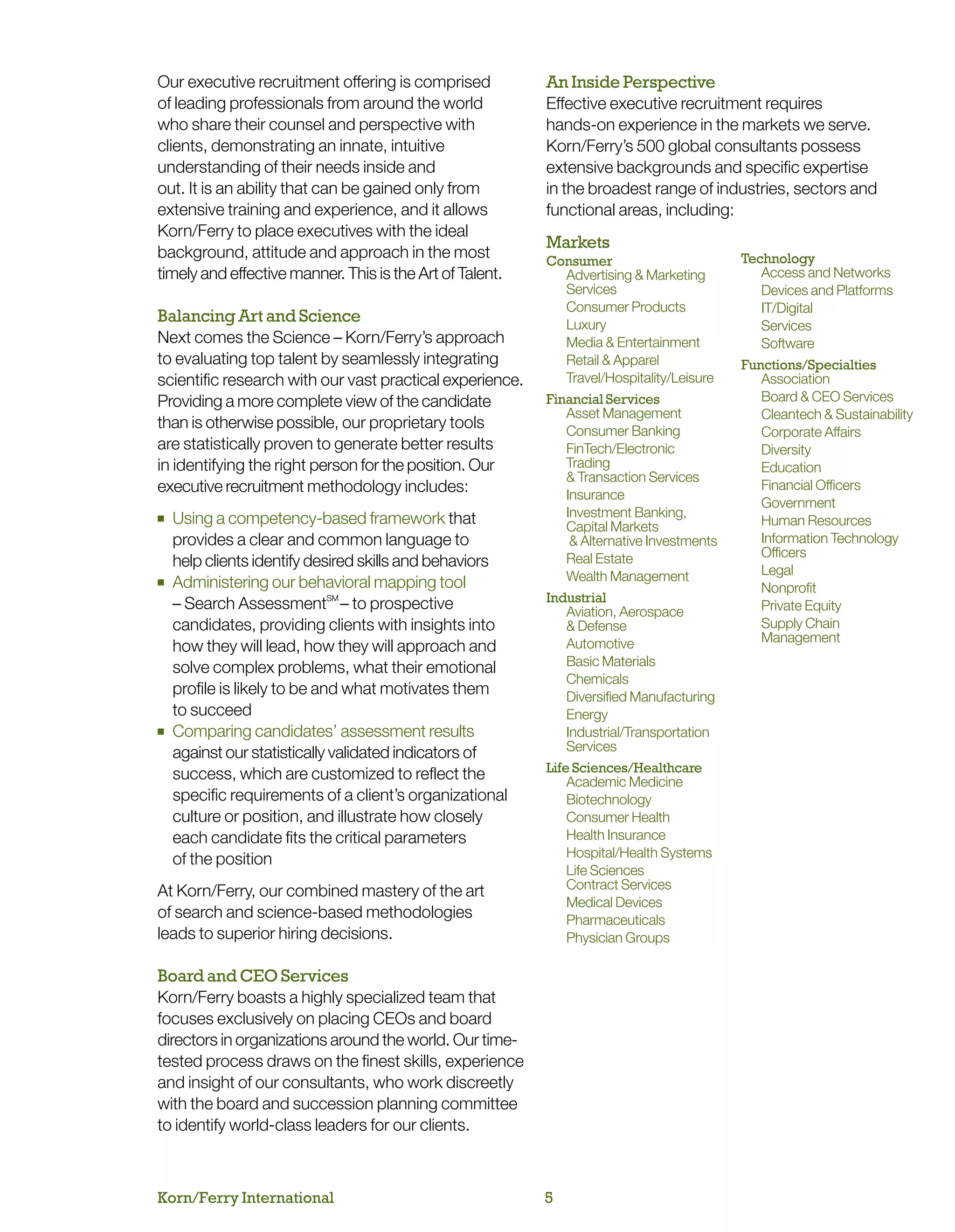 Corporate Brochure Korn Ferry International | PDF