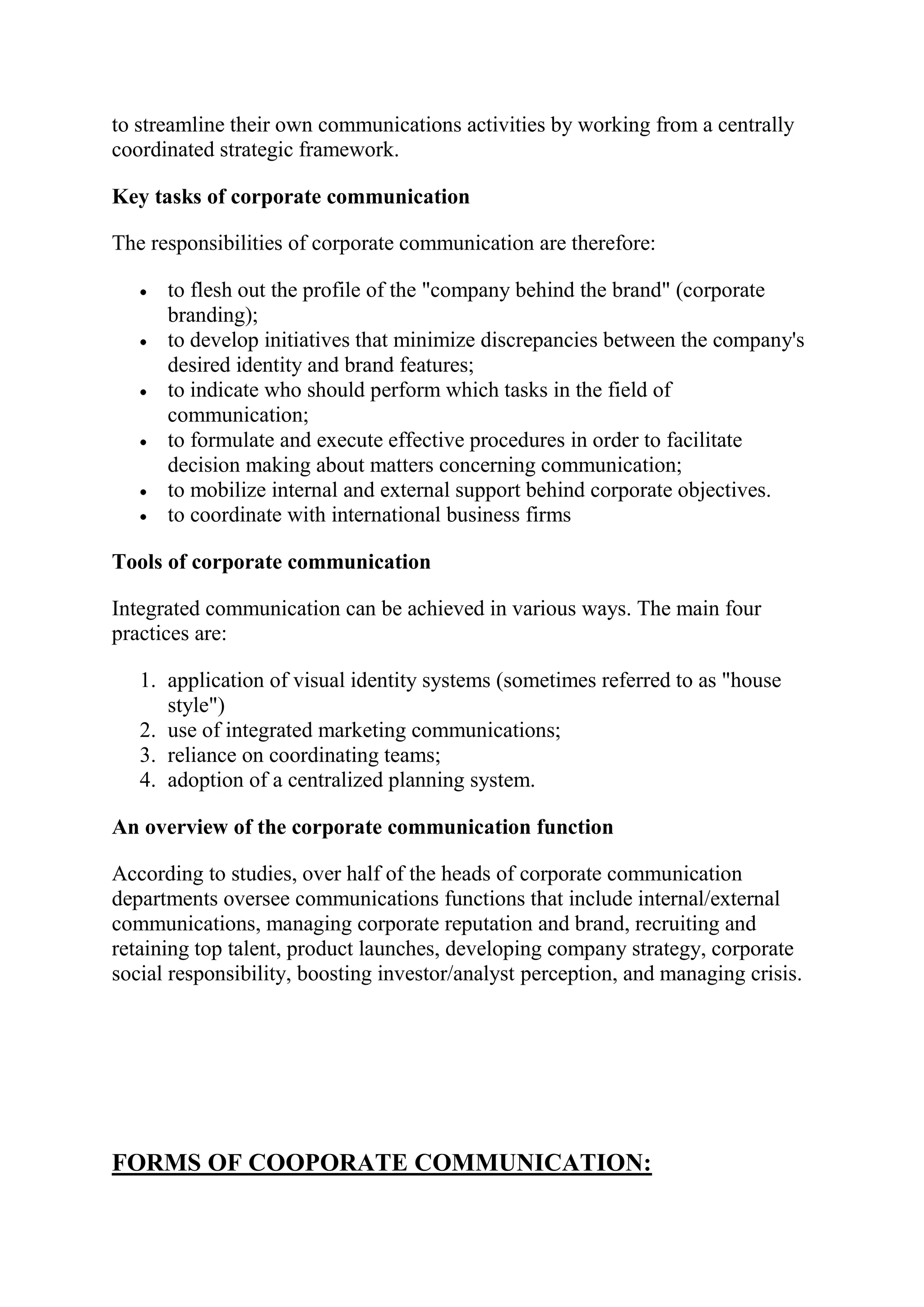 Corporate communication in lieu of attendence