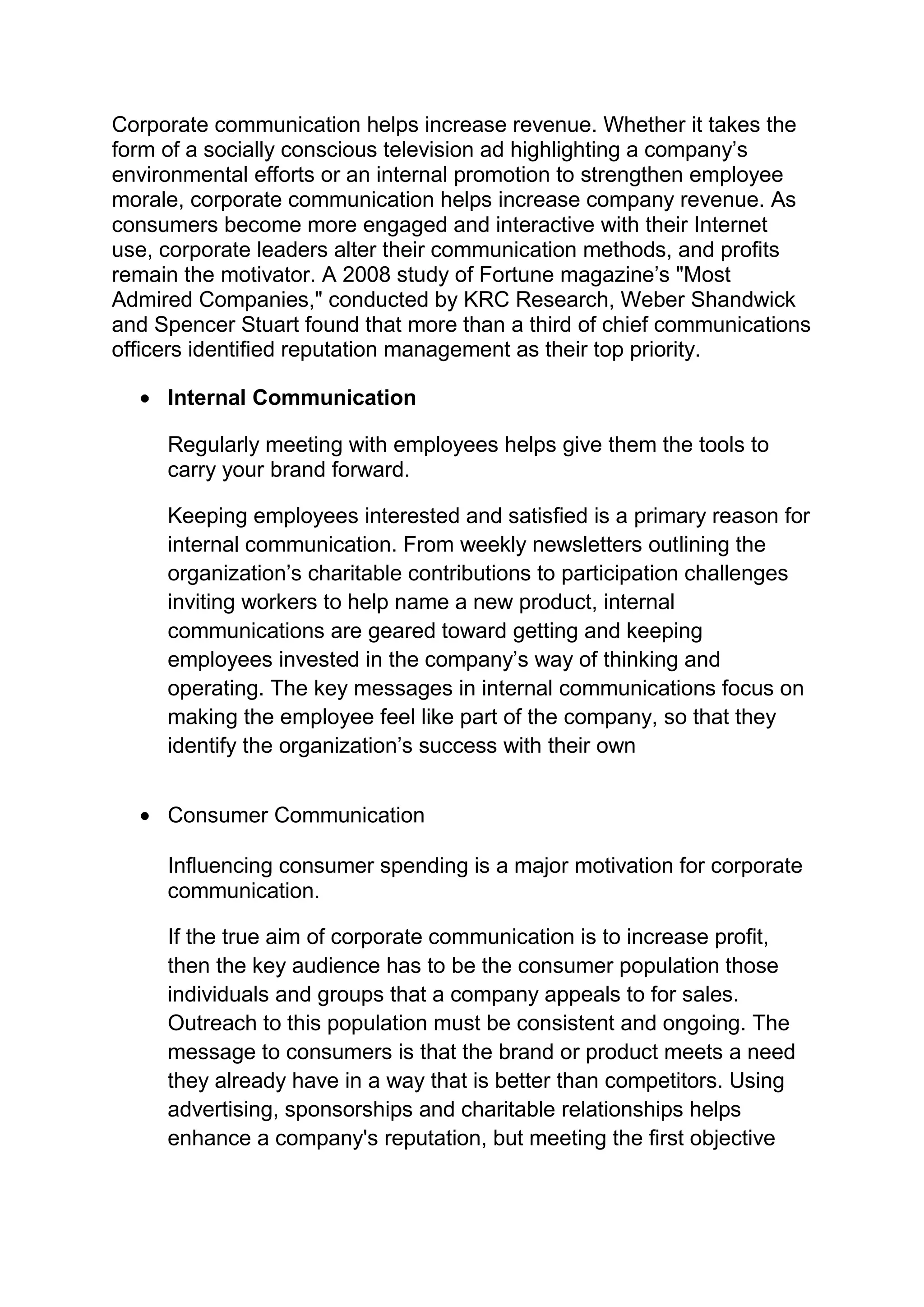 Corporate communication in lieu of attendence