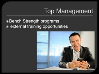 Bench Strength programs
 external training opportunities
 