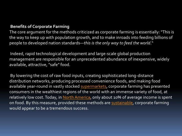 contract and corporate farming Contract farming is defined as a system for the production and supply of agricultural or horticultural products under forward contracts between producers/suppliers and buyers. contract and corporate farming Contract farming is defined as a system for the production and supply of agricultural or horticultural products under forward contracts between producers/suppliers and buyers.