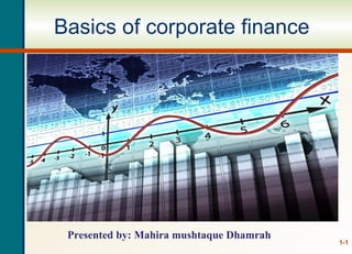 Basics of corporate finance
1-1
Presented by: Mahira mushtaque Dhamrah
 
