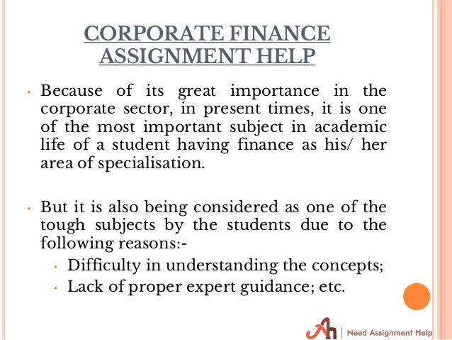 Corporate Finance Assignment Help