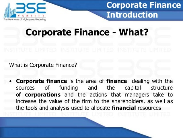 Corporate finance Course With BSE Certificate - BSE Varsity Corporate finance Course With BSE Certificate - BSE Varsity