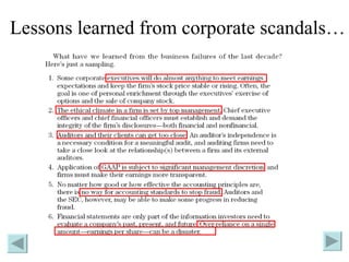 Lessons learned from corporate scandals… 
