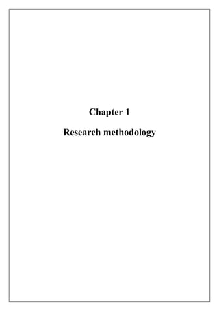 Chapter 1<br />Research methodology<br />1) Introduction:<br />Corporate governance:<br />Corporate governance is the set of processes, customs, policies, laws, and institutions affecting the way a corporation is directed, administered or controlled.<br />Corporate governance also includes the relationships among the many stakeholders involved and the goals for which the corporation is governed.<br />The principal stakeholders are the shareholders/members, management, and the board of directors. Other stakeholders include labour (employees), customers, creditors (e.g., banks, bond holders), suppliers, regulators, and the community at large.<br />An important theme of corporate governance is to ensure the accountability of certain individuals in an organization through mechanisms that try to reduce or eliminate the principal-agent problem. <br />It is a system of structuring, operating and controlling a company with a view to achieve long term strategic goals to satisfy shareholders, creditors, employees, customers and suppliers, and complying with the legal and regulatory requirements, apart from meeting environmental and local community needs.<br />Report of SEBI committee (India) on Corporate Governance defines corporate governance as the acceptance by management of the inalienable rights of shareholders as the true owners of the corporation and of their own role as trustees on behalf of the shareholders. It is about commitment to values, about ethical business conduct and about making a distinction between personal & corporate funds in the management of a company.<br />Issues involving corporate governance principles include:<br />Internal controls and internal auditors <br />The independence of the entity's external auditors and the quality of their audits<br />Oversight of the preparation of the entity's financial statements <br />Review of the compensation arrangements for the chief executive officer and other senior executives<br />2) Objective of the Research:<br />,[object Object]
