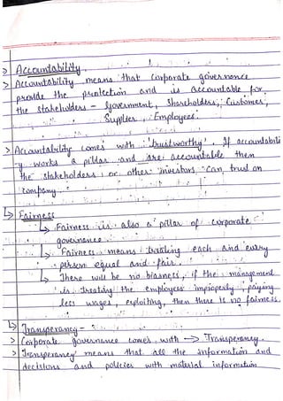 CORPORATE GOVERNANCE -1  | Hand Written Notes | B.COM SEM-6TH |  Ritish bedi #RVIRGO