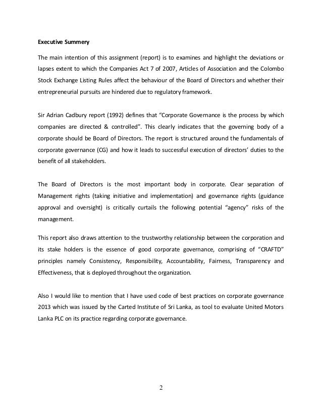 Mba assignment pdf executive summary