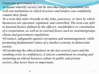 Corporate governance in india &amp; sebi regulations
