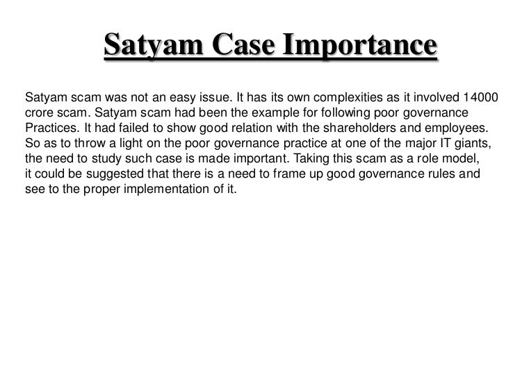 satyam fraud case The move by market regulator is a fallout of the co's alleged role in the satyam case, the country's biggest corporate accounting scandal. satyam fraud case The move by market regulator is a fallout of the co's alleged role in the satyam case, the country's biggest corporate accounting scandal.