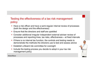 Corporate governance seminar tax risk management policies | PDF