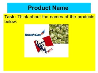 Product Name   Task:  Think about the names of the products below: 