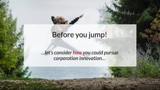 Before you jump!
…let’s consider how you could pursue
corporation innovation…
 