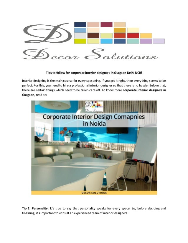 tips to follow for corporate interior designers in gurgaon delhi ncr