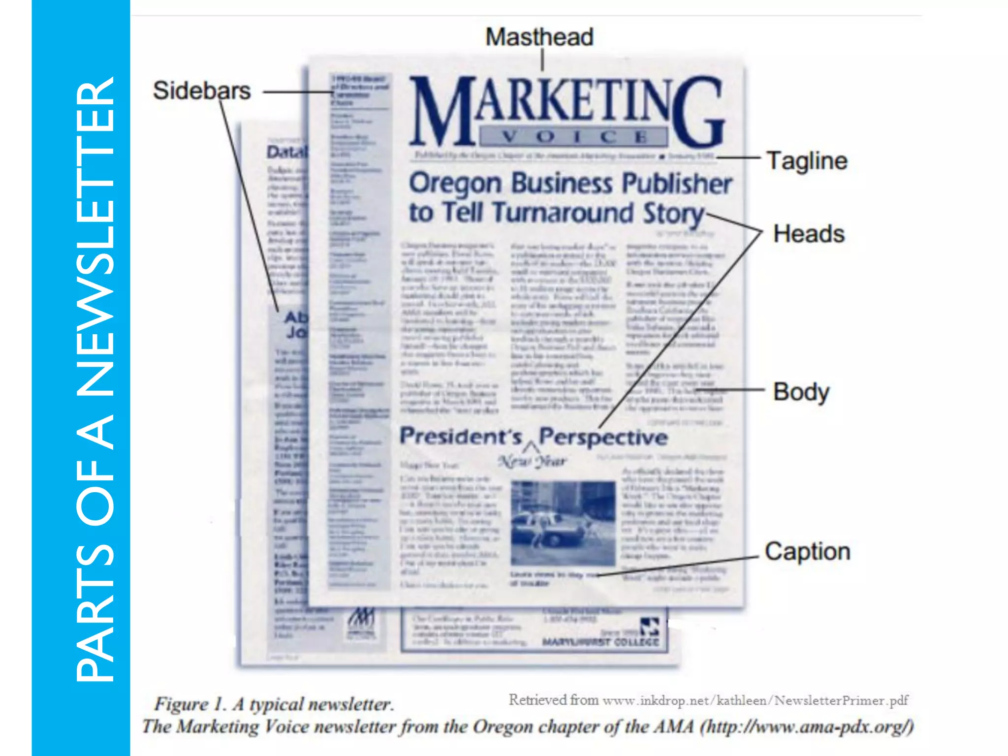 PARTS OF A NEWSLETTER
 