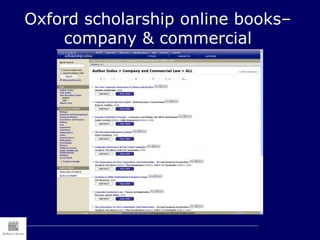 Oxford scholarship online books–
company & commercial
 