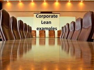 Corporate
examples

Corporate
Lean
examples

 