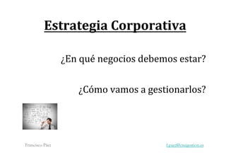 Corporate Management - Estrategia Corporativa y Estrategias Funcionales