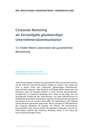Corporate Marketing und Unternehmenskommunikation 