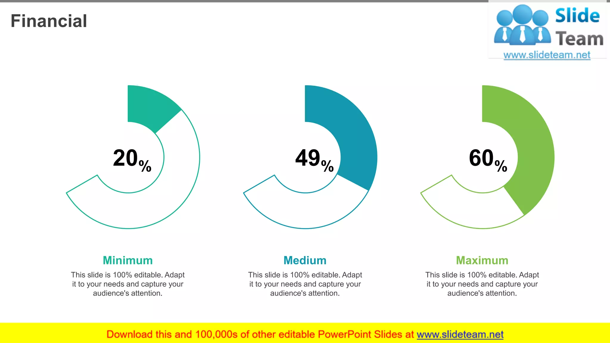 Financial
14
This slide is 100% editable. Adapt
it to your needs and capture your
audience's attention.
Medium
This slide is 100% editable. Adapt
it to your needs and capture your
audience's attention.
Maximum
This slide is 100% editable. Adapt
it to your needs and capture your
audience's attention.
Minimum
60%20% 49%
 
