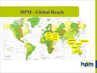 HPM - Global Reach
Australia
Bangladesh
Turkiye
Vietnam
Malaysia
Philippines
Thailand
Saudi
Syria
Jordan
Egypt
Oman
15
 
