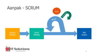 Aanpak - SCRUM
10
Product
Backlog
Sprint
Backlog
ERP
project
Master
 