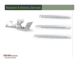 Research & Advisory Services


                               Overview of Current Market Conditions




                               Demographic & Economic Analysis




                        Property Market Survey & Location Analysis
 
