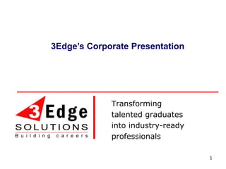 1 3Edge’s Corporate Presentation  Transforming talented graduates into industry-ready professionals 