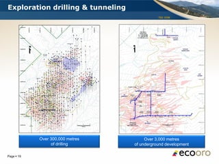 Exploration drilling & tunneling
                                              TSX: EOM




            Over 300,000 metres         Over 3,000 metres
                 of drilling       of underground development

Page  19
 