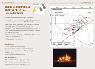 22   RISCOS DE ORO PROJECT                                                                     CALIBREMINING.COM 23

                                                                Borosi Concessions



     RISCOS DE ORO PROJECT
     DISTRICT POTENTIAL
                                                                             0km     10   20

     100% CAlibrE ownED

     » Low Sulfidation Epithermal Gold-Silver Vein District
     » Comparable to nearby Bonanza Camp in geology, mineralization,
       and structure (past production of +2.8 million ozs Au)
     » Gold – Silver System extends over 7 km from the El Paraiso and
       Murcielago targets Northeast towards Riscos de Oro
     » Completed 9,427m of resource delineation drilling at Riscos in 37
       holes with epithermal gold-silver intercepts including 7.69 g/t Au,
       211.80 g/t Ag over 10.6m
     » Historic trenching at Murcielago adit 7.0 Km SW of Riscos returned
       12.4 g/t Au over 3.0 metres
     » Multiple parallel veins identified



     DRILLING DETAILS
     » 9,427m of delineation drilling completed

     » Former open pit and underground mine to 90m depth only

     » Gold-Silver mineralization defined over 725m strike length to
       a depth of 300m

     » Multiple mineralized veins and structures


     DRILLING HIGHLIGHTS
     » rD11-012: 7.69 g/t Au, 211.80 g/t Ag over 10.6m

     » rD11-010: 10.25 g/t Au, 288.25 g/t Ag over 5.4m

     » rD10-009: 4.23 g/t Au, 384.86 g/t Ag over 8.53m
 