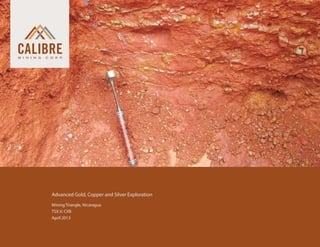 Advanced Gold, Copper and Silver Exploration
 	   Mining Triangle, Nicaragua
 	   TSX.V: CXB
 	   April 2013
 