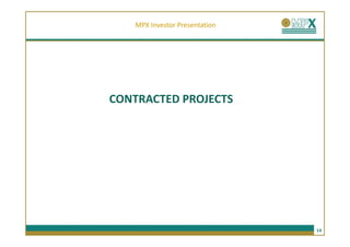 MPX Investor Presentation




CONTRACTED PROJECTS




                               14
 