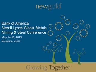Bank of America
Merrill Lynch Global Metals,
Mining & Steel Conference
May 14-16, 2013
Barcelona, Spain
 