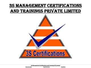 3S Management Certifications and Trainings (P) Limited
Standardize Synchronize Stabilize
3S Management Certifications
and Trainings Private Limited
 