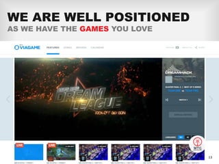 WE ARE WELL POSITIONED
AS WE HAVE THE GAMES YOU LOVE
13
 