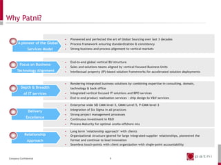 “Patni Plus” methodologyCustomerBusiness ValueIndustry Focused Practices