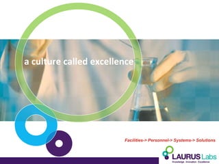 a culture called excellence




                        Facilities-> Personnel-> Systems-> Solutions
 