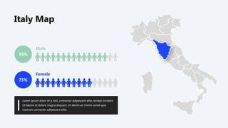 Lorem ipsum dolor sit a met, connecter adipescent elite, temper incident
Ut labore et dolore magna aliquant. Ut denim ad minim venial quiz
nostrum connecter adipescent elite.
95%
75%
Male
Female
Italy Map
 