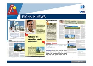 www.company.com
RICHA IN NEWS
www.richa.in
 